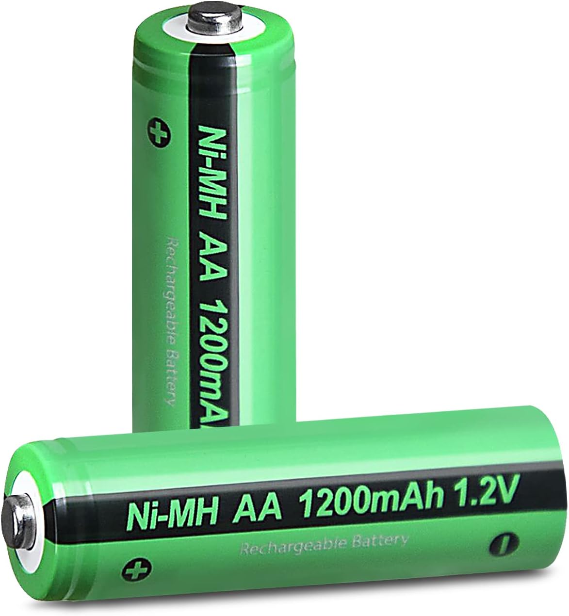 2 Pcs AA Rechargeable Batteries 1.2V Nimh 1200mAh Button