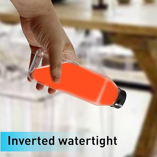 Miniatura 5 de 6 botellas de plástico de 16 onzas con tapas, reutilizables, transparentes, a granel, con tapas negras resistentes a manipulaciones, para jugos,