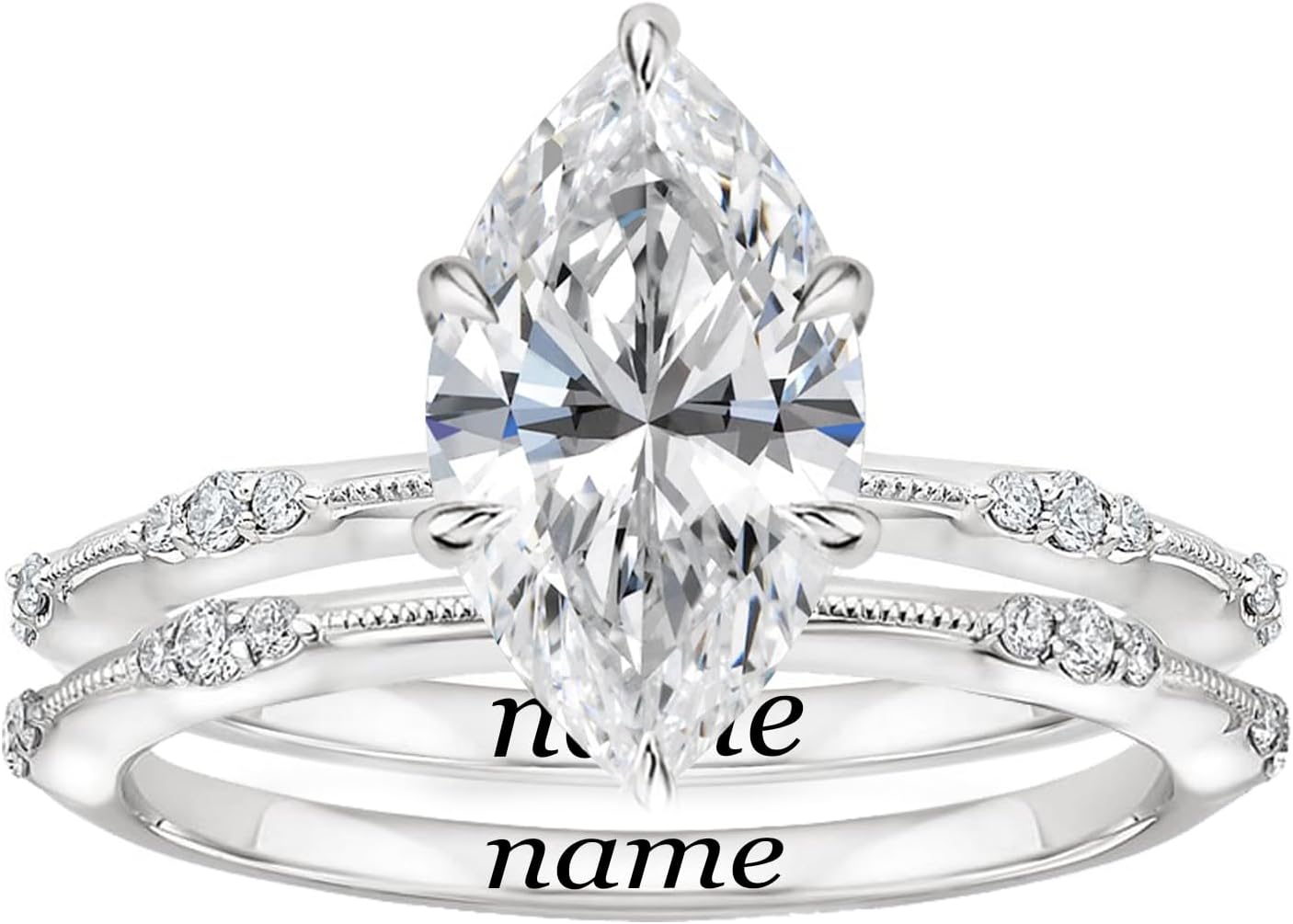 10k/14k/18k Gold Solitaire Moissanite Bridal Rings Set Round/Pear/Oval/Marquise Cut Moissanite Engagement Ring and Wedding Band Ring sets Size 4~12(Center 1/1.5/2/3 Carat D Color VVS1 Clarity)