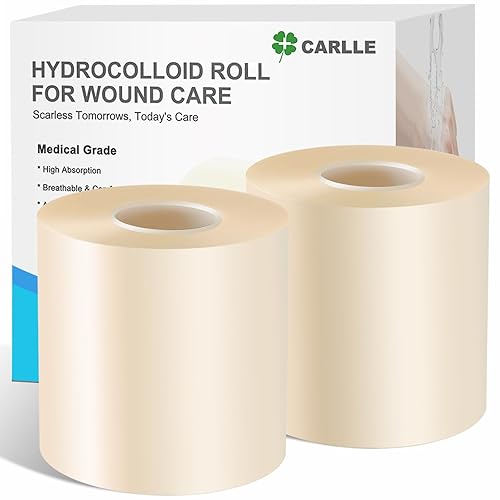 Hydrocolloid Roll for Wound Care,(2 PCS) 2in*17ft Hydrocolloid Bandages with Self-Adhesive, Extra Large Hydrocolloid Patch Bandages Cut-to-Size - 2*2in*17ft
