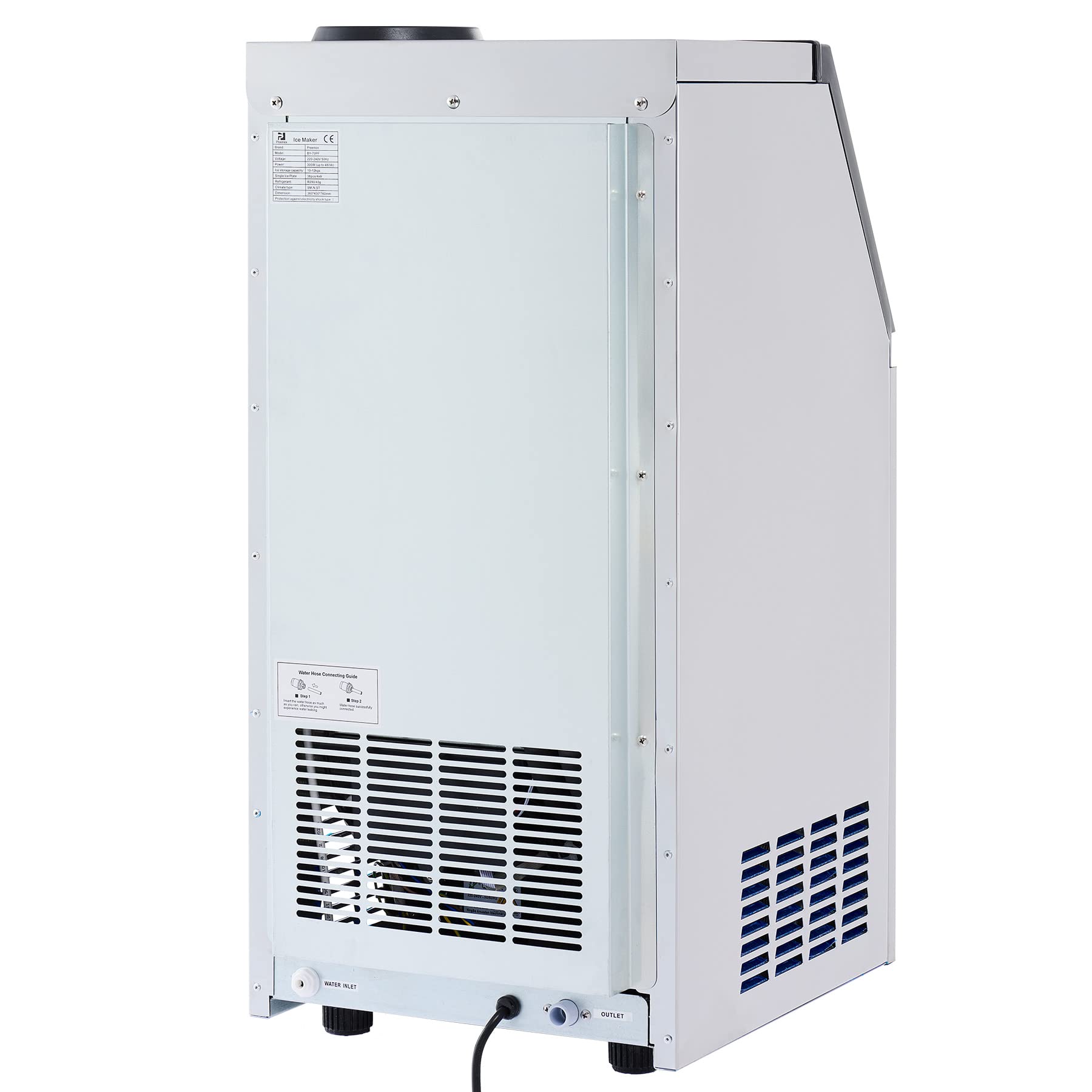 CREWORKS Macchina per Cubetti di Ghiaccio Commerciale 73kg/24h Fabbricatore Ghiaccio con Schermo LCD Macchina Ghiaccio in Acciaio Inossidabile per Casa, Ufficio, Ristorante, Bar, Caffetteria (45 PCS)