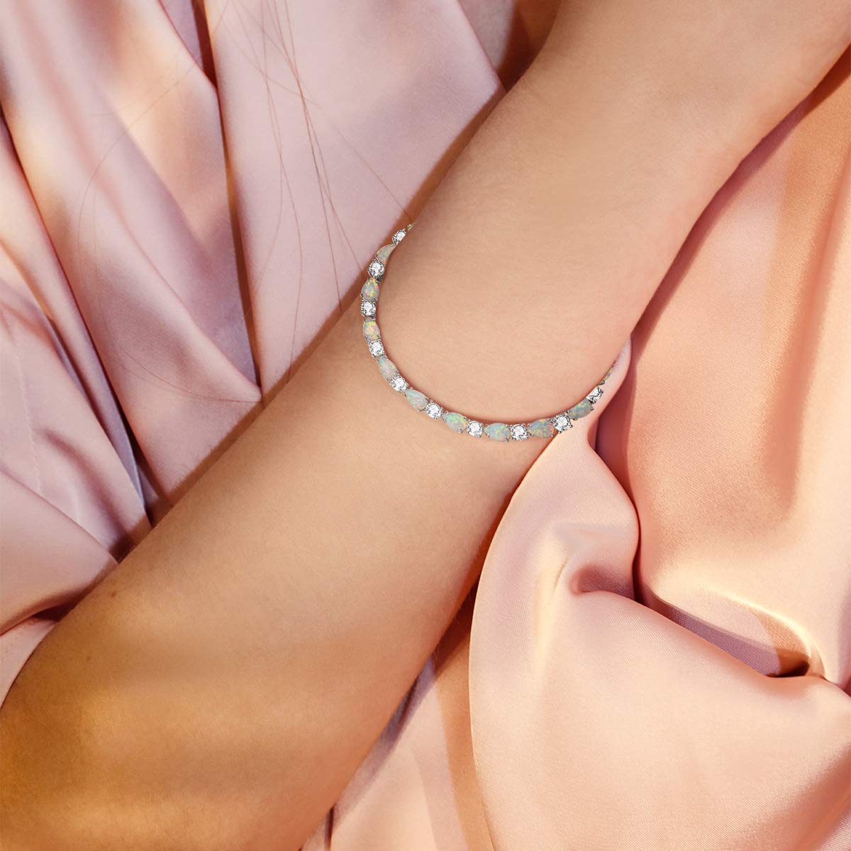 FANCIME Tennis Armband Damen 925 Sterling Silber | Geburtsstein Geschenk, Schmuck für Damen Mädchen, Länge 19 cm