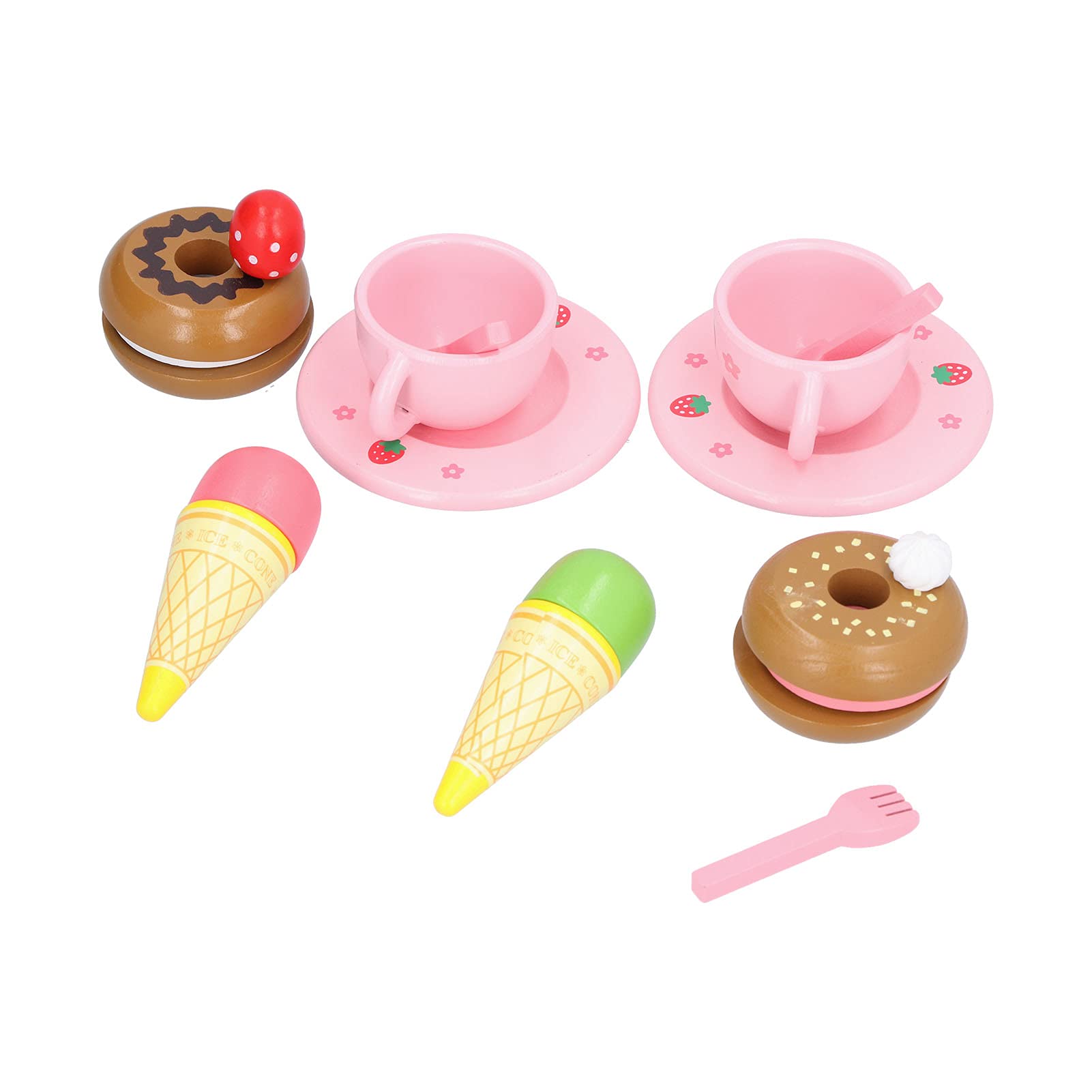 Juego de Pastel de Simulación para Juego de Simulación, Diversión Educativa para Niños Pequeños con Coloridos Accesorios de Postre de Madera