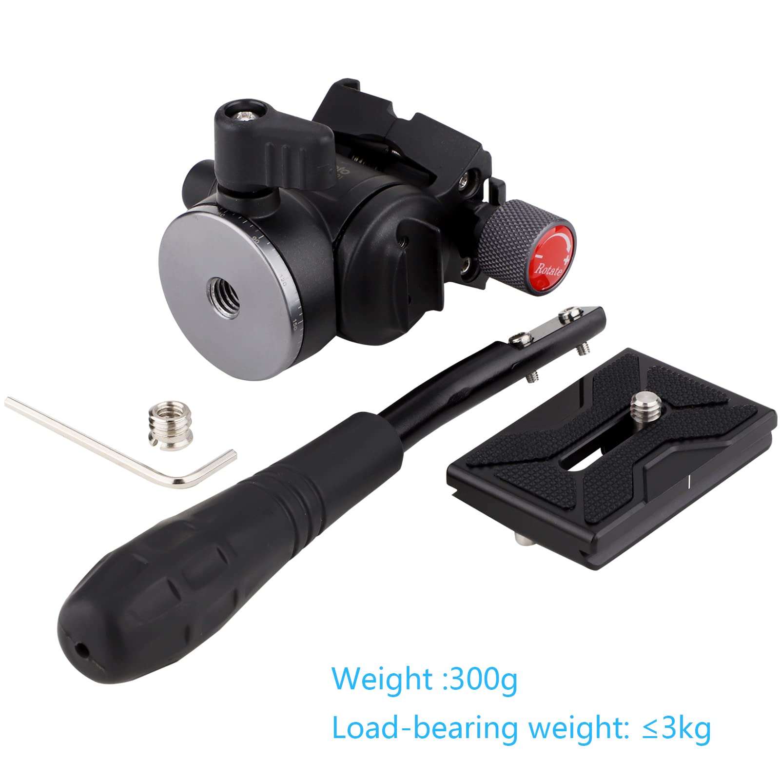 LEFTFOTO Mini testa fluida per treppiede, testa fluida a 2 vie con piastra a sgancio rapido sistema Arca, per fotocamere DSLR e videocamere