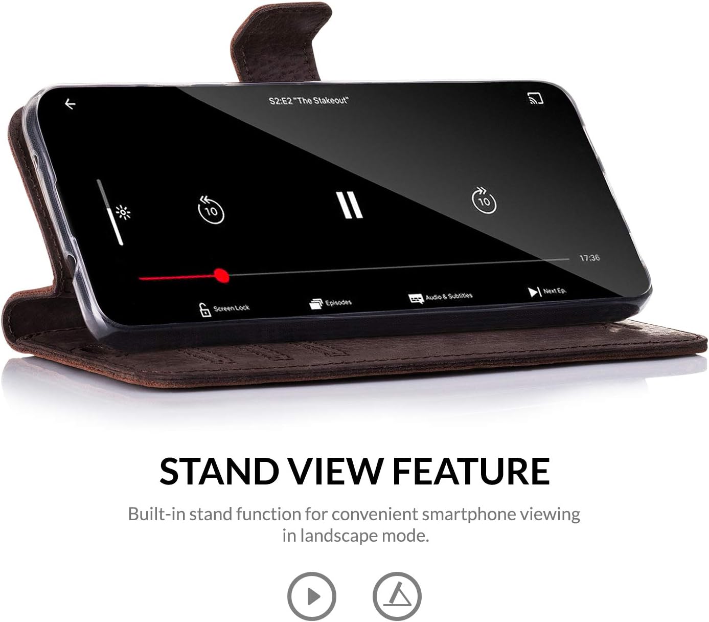 SURAZO Leather Wallet Case Compatible with OnePlus 9 - RFID - 3 Card Slots & Cash Pocket - Secure Magnetic Closure Kickstand Function - TOP Grain Cowhide Genuine Italian Leather Flip Folio Cover