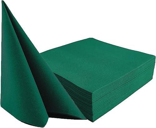 KLEENDOL Paquete de 50 servilletas de papel desechables verdes de lino con tacto de lino como servilletas de mano para baño, bodas, fiestas, cenas,