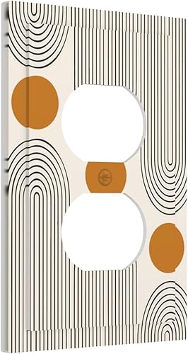 Miniatura 123 de Placa Decorativa de Pared Beige Boho de Mediados de Siglo Sol Abstracto 1-Gang Retro Años 70 Arte Geométrico Moderno con Arco Eléctrico Interruptor