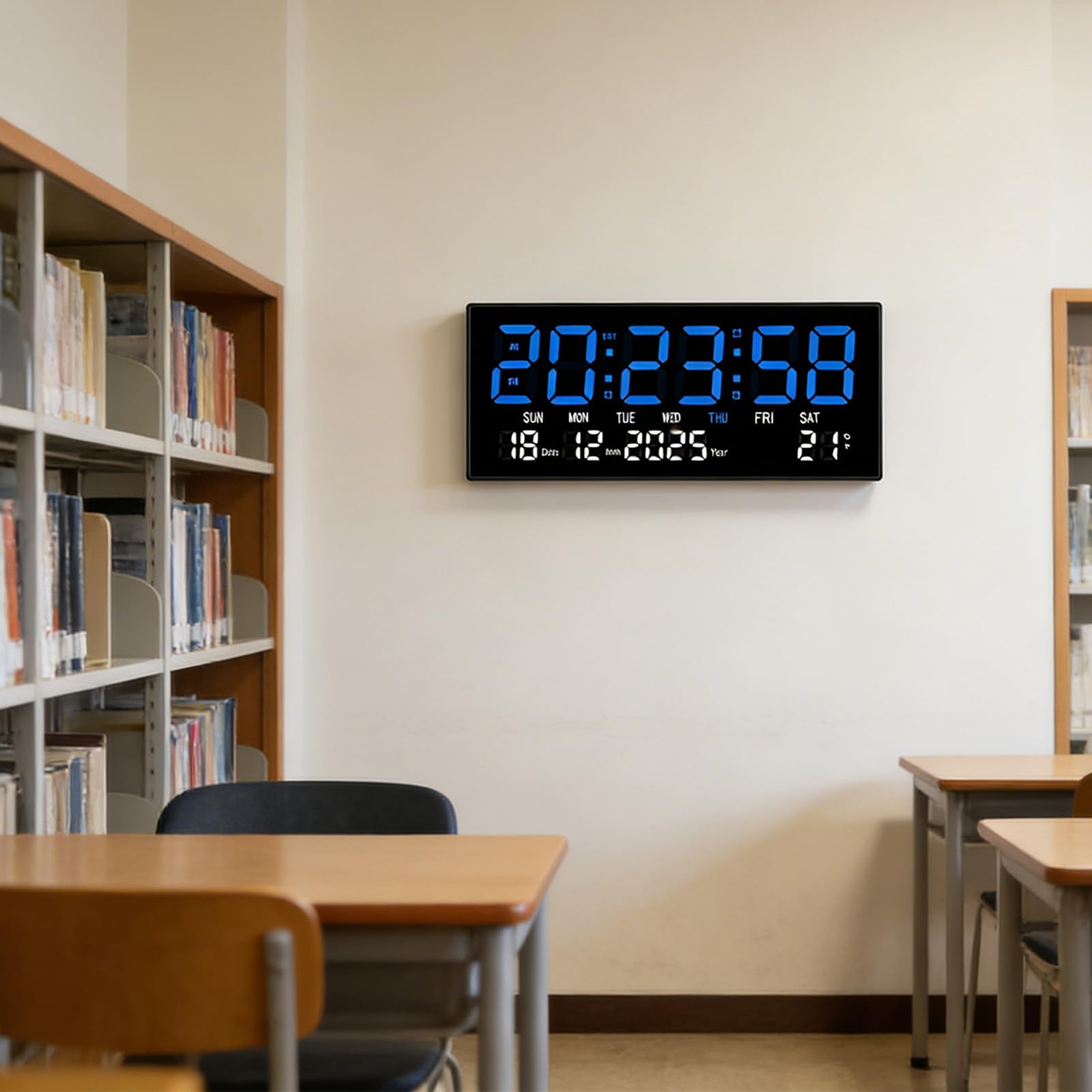AUNMAS Orologio Digitale da Parete, Silenzioso, da Tavolo, con Ampio Display a LED e Calendario Perpetuo, Ideale per Casa, Ufficio e scuola.