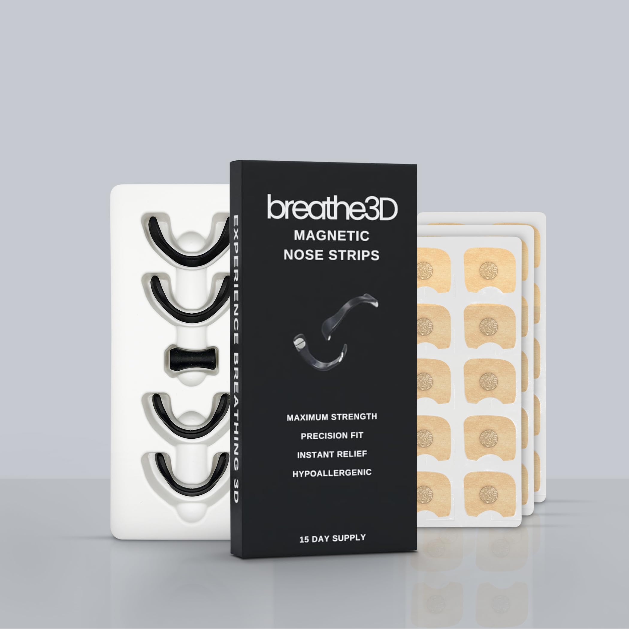 Magnetic Nose Strips - Maximum Strength Nasal Strips, Improve Sleep Quality, Reduce Snoring & Mouth Breathing, Instant Congestion Relief (30 Day Supply)