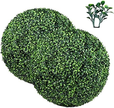 HEDGE MAZE 2 Pcs 4 Layers Faux Boxwood Ball, 20.5 Inch Artificial Boxwood Topiary Ball, Round Plant Topiary Ball Decorative Outdoor Wedding Decor, Home, Balcony, Front Door, Porch