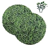 HEDGE MAZE 2 Pcs 4 Layers Faux Boxwood Ball, 20.5 Inch Artificial Boxwood Topiary Ball, Round Plant
