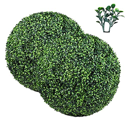 Hedge Maze 2 Pcs 4 Layers Faux Boxwood Ball, 20.5 Inch Artificial Boxwood Topiary Ball, Round Plant Topiary Ball Decorative Outdoor Wedding Decor, Home, Balcony, Front Door, Porch #TOP28