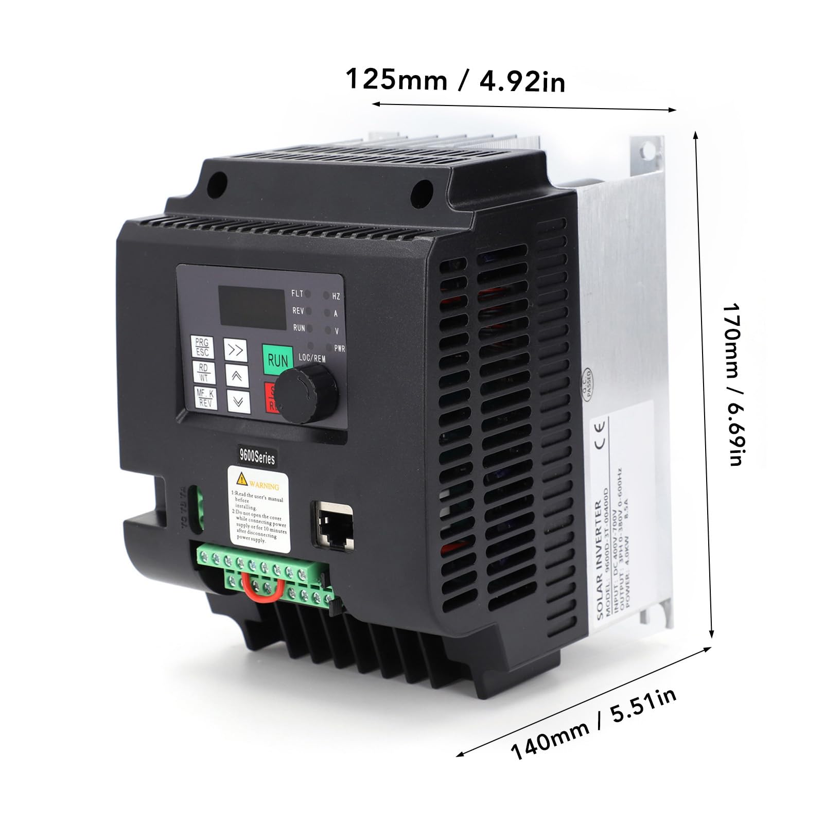 Cocoarm Falownik o Zmiennej Częstotliwości 4KW Falownik Solarny Wejście 400 do 700 V DC 3 Fazy Wyjście 0 do 380 V AC z MPPT PC Aluminium Sterowania Silnikiem Wentylatora Pompy Wodnej PV