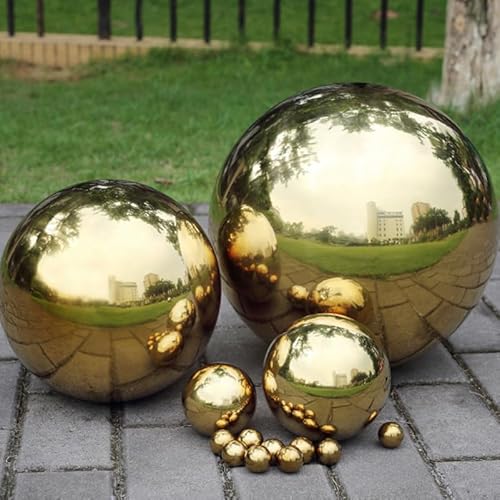Cabilock Edelstahl Gartenkugel 15cm, Spiegelpoliert Reflektierende Gazing Ball, Goldene Dekokugel FüR AußEnbereich, Rostfrei Und Langlebig, Ideal FüR Garten Dekoration