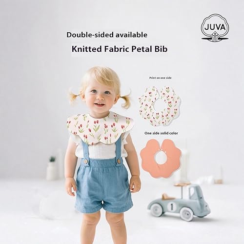 Miniatura 7 de JUVA Paquete de 6 baberos de algodón orgánico, absorbentes y reversibles, baberos giratorios de 360° para niños y niñas de 0 a 24 meses