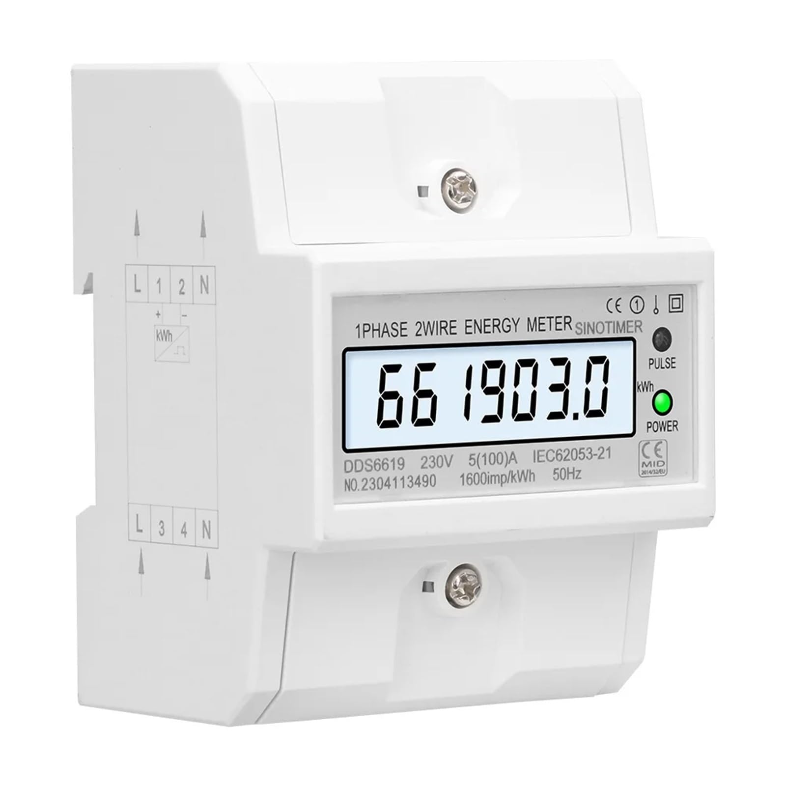 Single Phase Electronic Energy Meter AC 220V 100A 50HZ kWh Counter Consumption Din Rail Analog Electricity Wattmeter