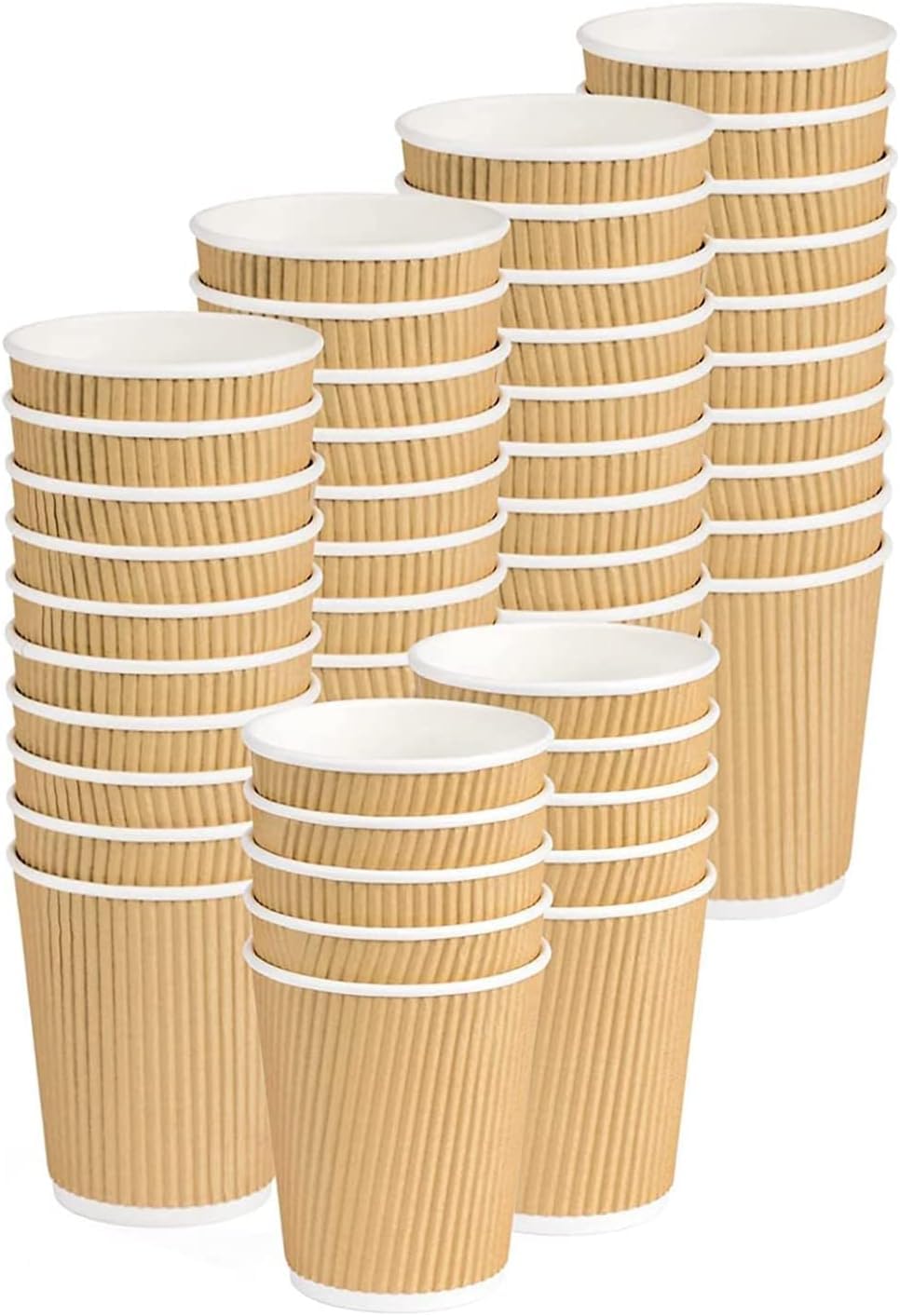 ECOVELO Bicchieri Ripple Cup di Carta monouso Triplo Strato doppia Parete isolante Havana Beige – riciclabili PE x bevande da asporto Caffè Tè Cappuccino Cocktail Birra vino (237 ml/8 oz (500 pezzi))