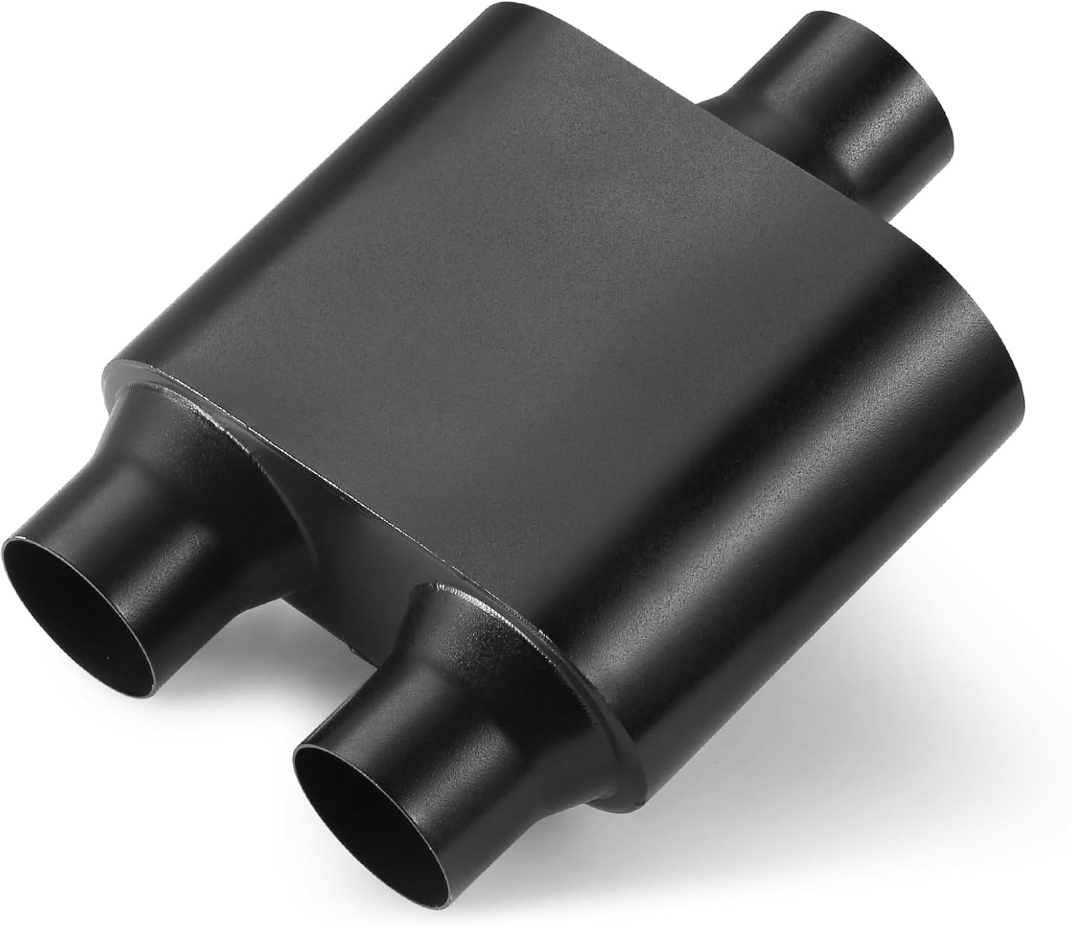 2.5 Inch Muffler, Single Chamber 2.5" Center Inlet / 2.5" Dual Outlet Stainless Steel Automotive Exhaust Mufflers, Universal for Car Truck, Black