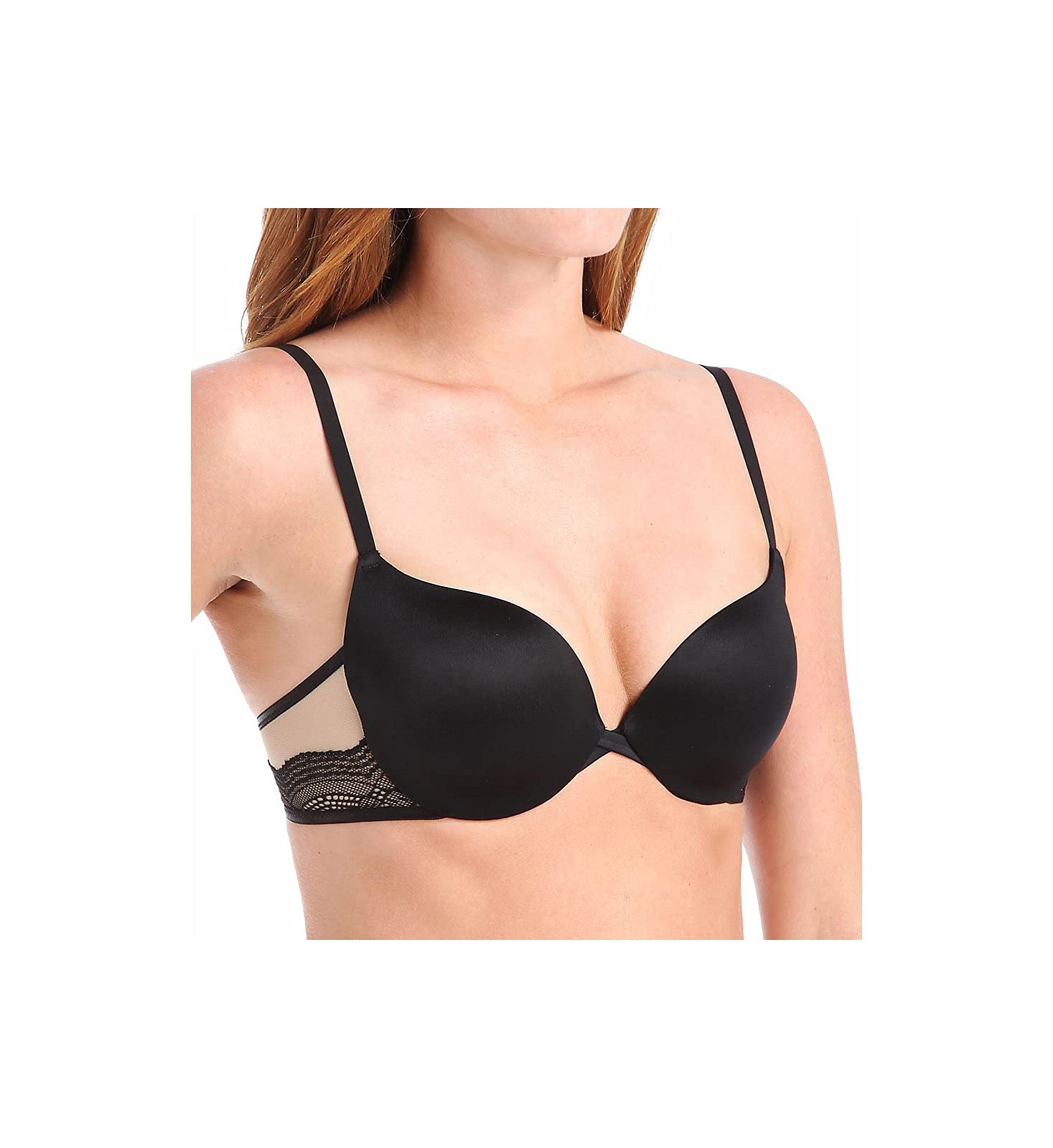 Maidenform Women's Love The Lift Push Up Bra, Black with Beige Lining, 32C