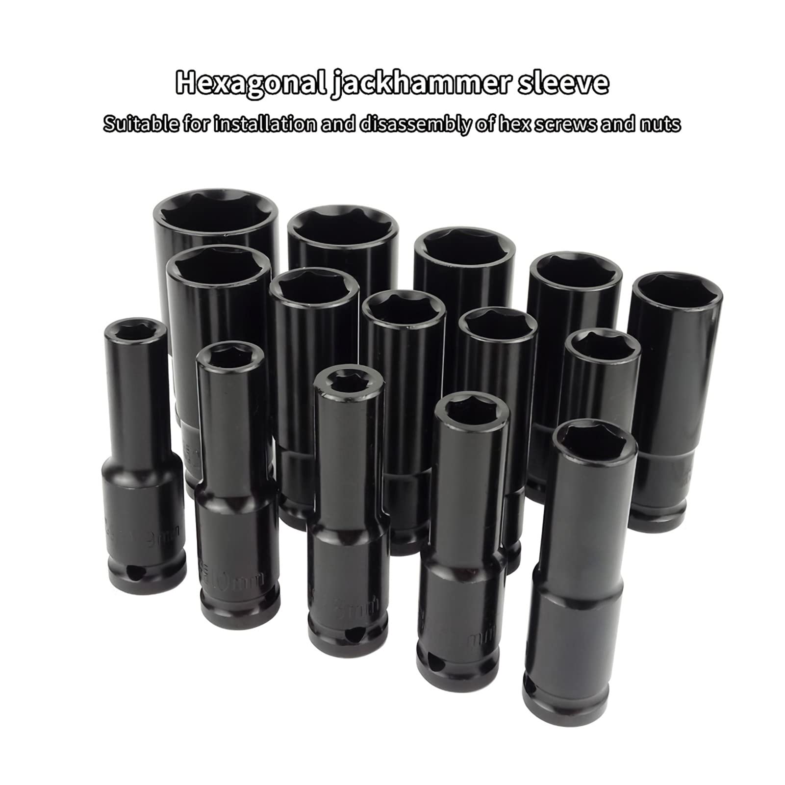 Jeu de douilles à choc profondes 3 pièces avec entraînement métrique 1/2", adaptateur de clé solide et robuste pour outils manuels et outils de réparation (couleur : 78 x 11 mm) (78 x 13 mm)