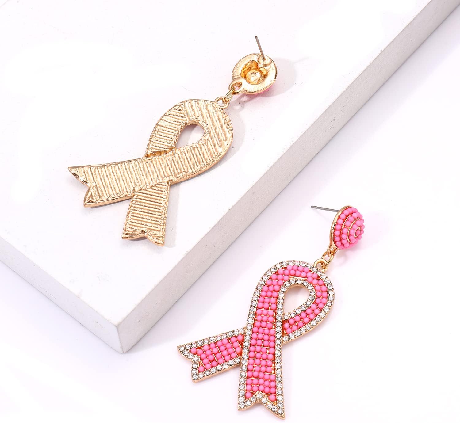 Breast Cancer Awareness Earrings Beaded Pink Ribbon Earrings for Women Statement Drop Dangle Earrings Breast Cancer Survivor Gifts - Image 7