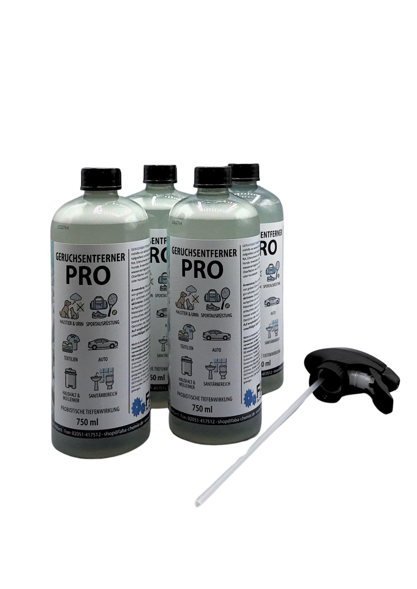 FABA Geruchsentferner PRO Spray Enzymreiniger 4 x 750 ml