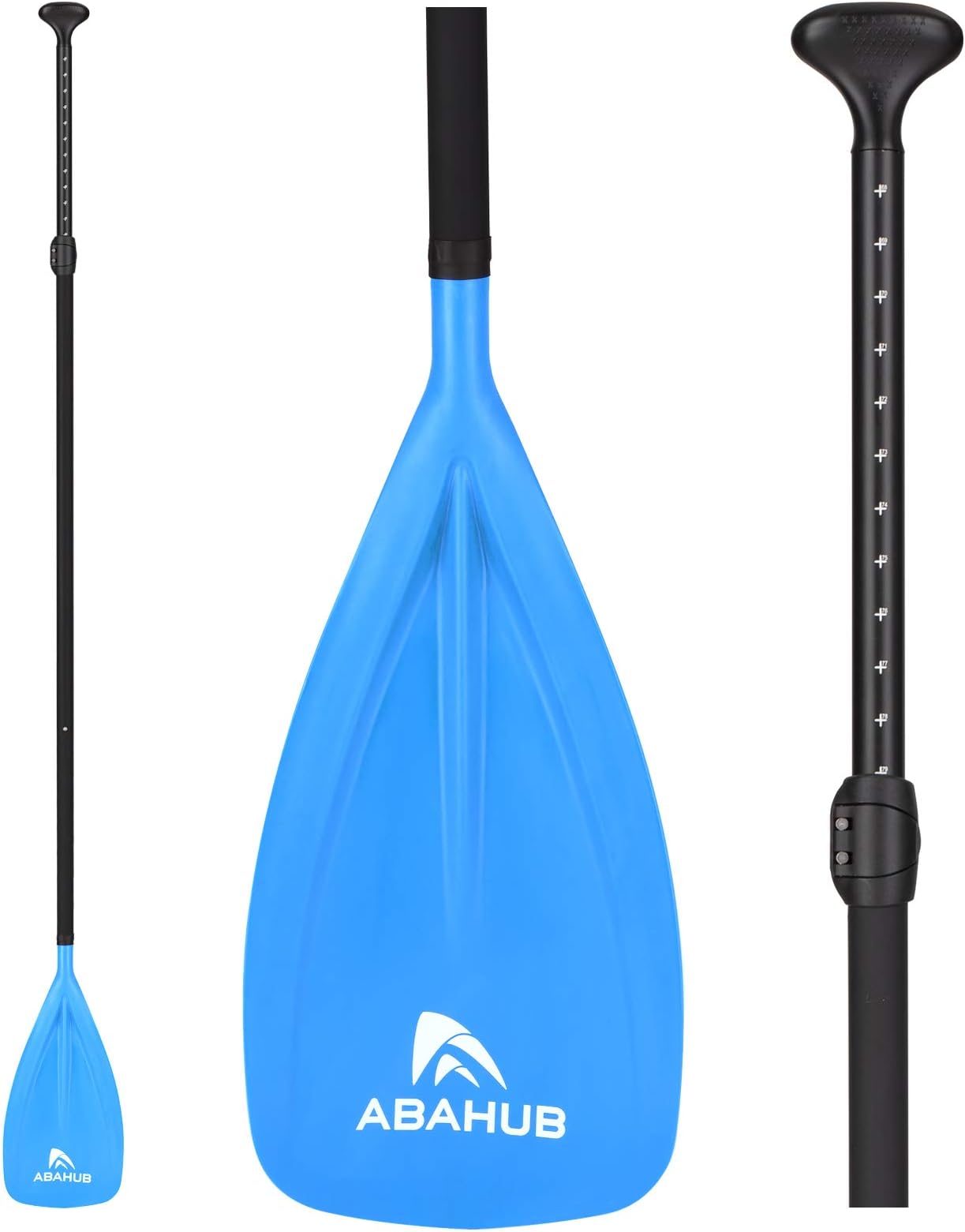 AbahubSUP Paddles - 3 Piece Adjustable Stand up Paddle - Lightweight Oar for Paddleboard, Adjustable Aluminum Alloy PU Coated Shaft 68" - 84", Blue Plastic Nylon Blade