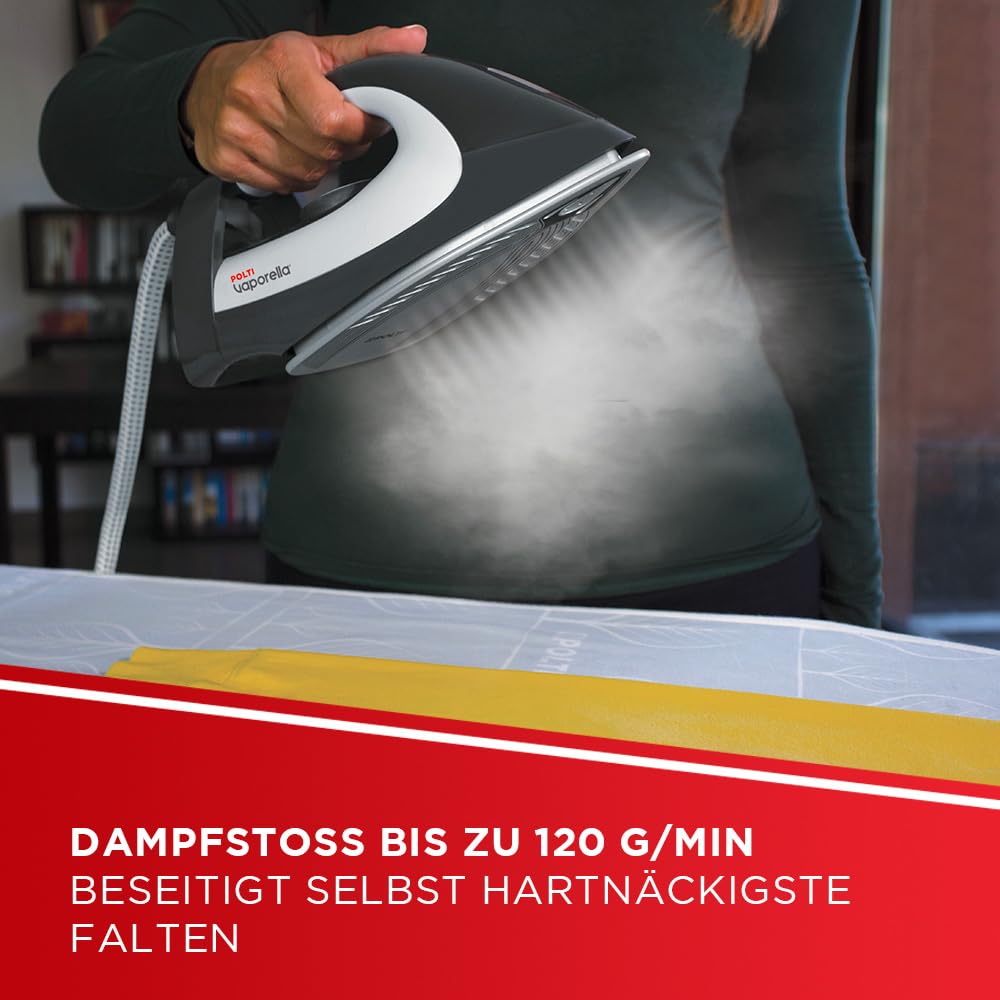 Polti Vaporella Simply VS10 12, Dampfbügeleisen mit herausnehmbarem 1,5-Liter-Wassertank, max. Pumpe 6,5 bar, Leistung 2200 W, ECO-Funktion, Grau und Weiß