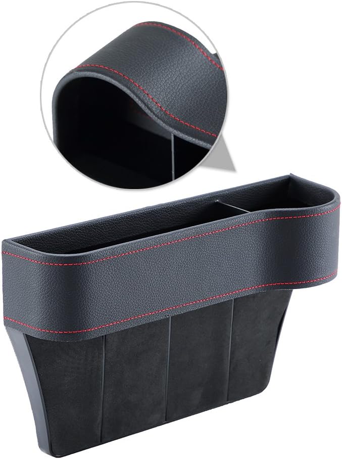 Xpro Auto Black PU Leather Car Pocket Organizer Seat Gap Filler Box w/Cup Holder