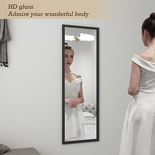 Miniatura 2 de Whitebeach Espejo de pared de longitud completa, espejo negro para dormitorio, de cuerpo completo, para colgar sobre la puerta, 48 x 16 pulgadas