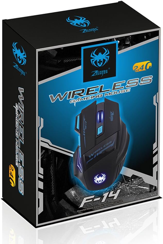 lychee Optical Gaming Mouse, 2.4GHZ 4 DPI Adjustable USB Gaming Mice with Fire Key & Cool Breathing Light for PC LaptopMac,Windows 2000/XP/7/8/10/Vista