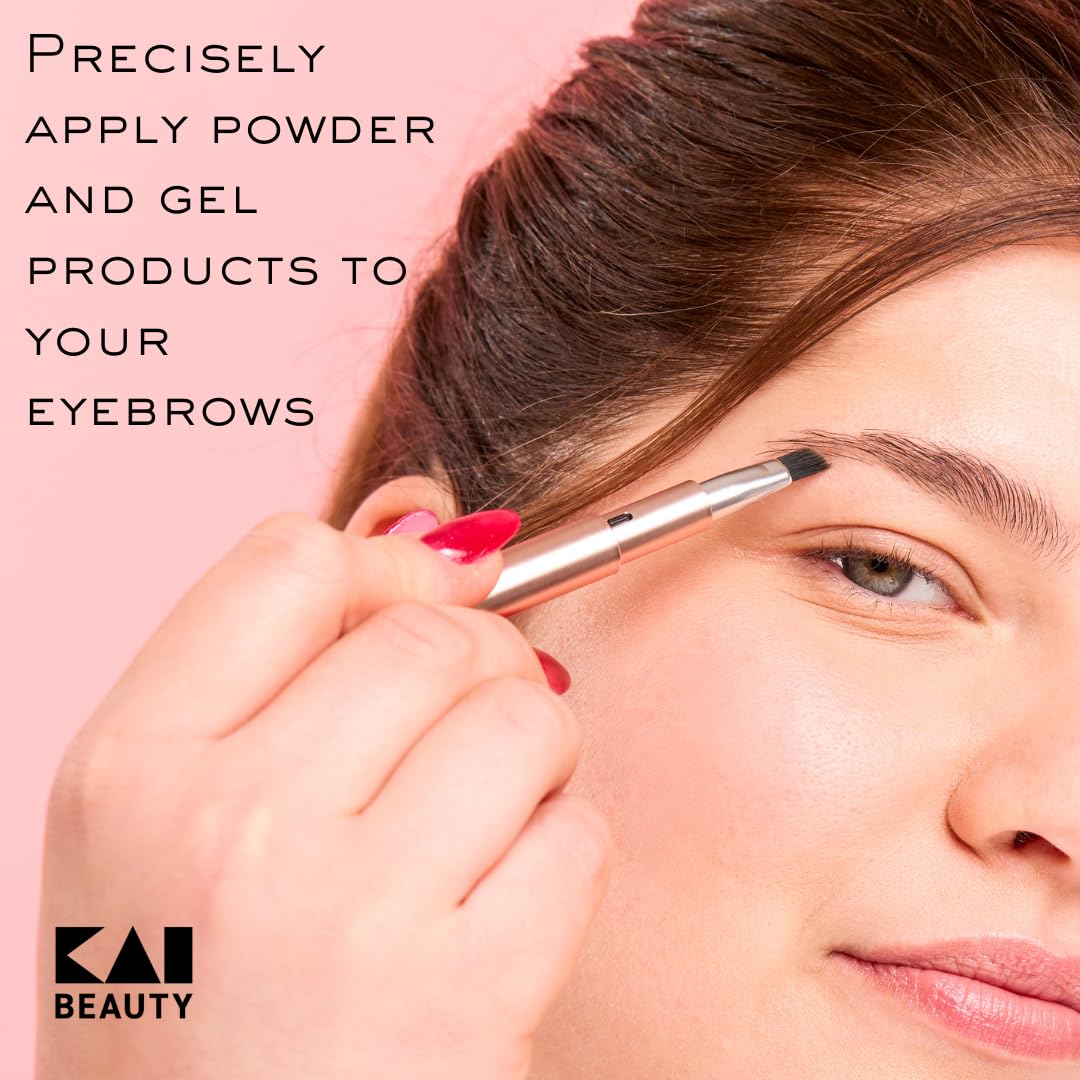 Kai Mini Maru On-the-Go Compact Eyebrow Brush, Retractable Brow Brush with Soft Bristles, Precise Application for Powder and Gel, Travel Makeup Brush with Protective Cap