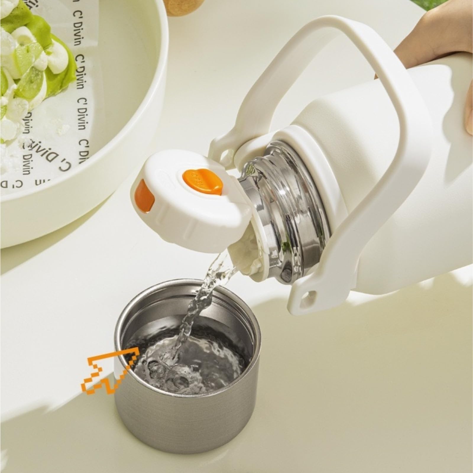 Isolierflasche Edelstahl Isolierte Wasser Tasse Große Kapazität Tee Trennung Wärmflasche Outdoor Tragbare Wasser Flasche(Orange,800ml)