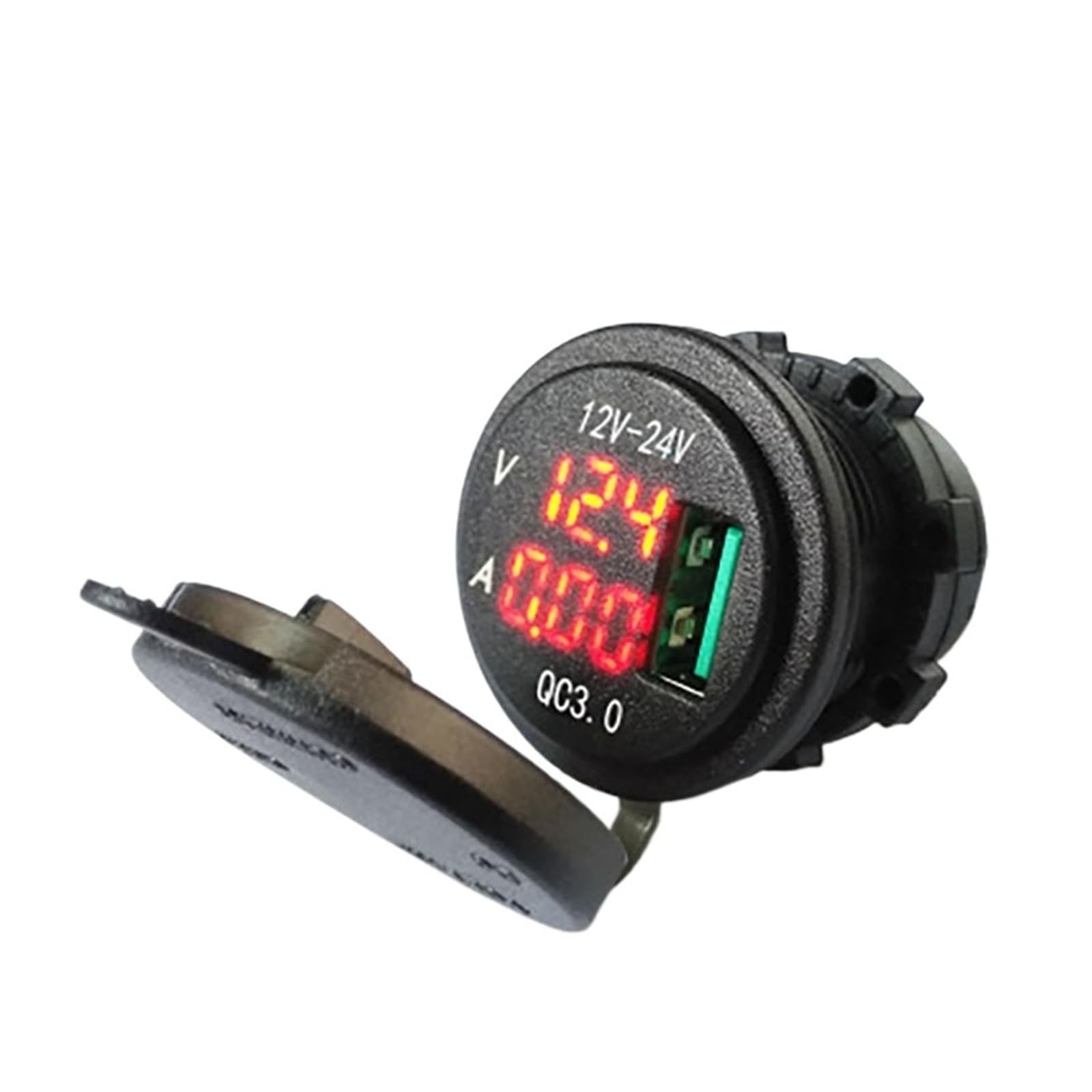 QC3.0 Szybkie ładowanie Wodoodporny miernik napięcia Woltomierz Wyświetlacz prądu Pojedyncze wyjście USB Ładowarka samochodowa zmodyfikowana do samochodu i motocykla Cheerfully (Color : Red)