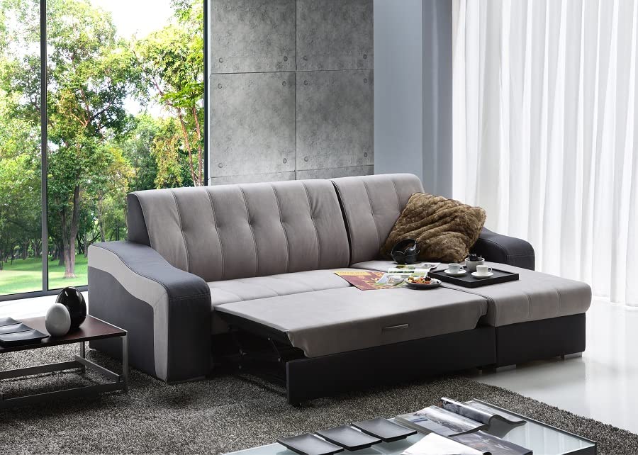My Brand Divano Letto Angolare Gilda Chaise Longue Reversibile Grigio