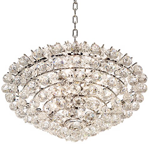Vienna Full Spectrum Essa Chrome Silver Pendant Chandelier Lighting 24" Wide Modern Crystal Droplets Diamond 16-Light Fixture For Dining Room Living House Home Foyer Kitchen Island Entryway Bedroom #TOP6