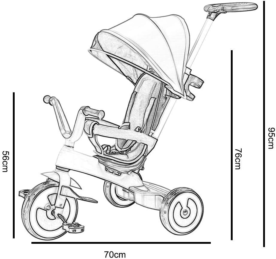 Tricycle Trike Outdoor Folding Trike, Shade 4 in 1 Tricycle for Beginners, Tricycle for 1-6 Years Old Kids Removable Sunshade