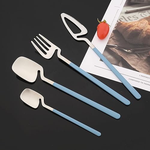 Miniatura 4 de JASHII Juego de cubiertos de acero inoxidable de 24 piezas con acabado satinado, juego de utensilios de cocina para 6 vajillas, apto para