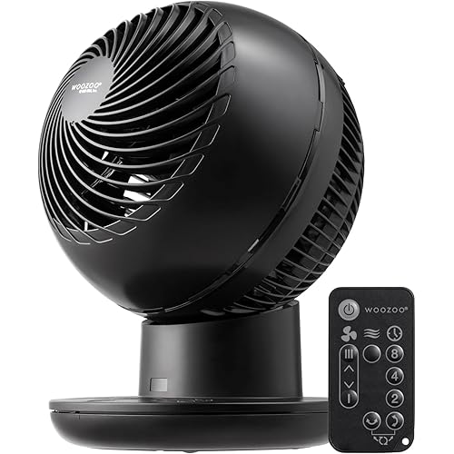 IRIS USA WOOZOO Air Circulator Fan with Remote, Oscillating, 8 Speeds, 82ft Max Air Distance, 120° Adjustable Tilt, Ultra Quiet Motor, Small Fan for Bedroom, Office, Dorm, Black