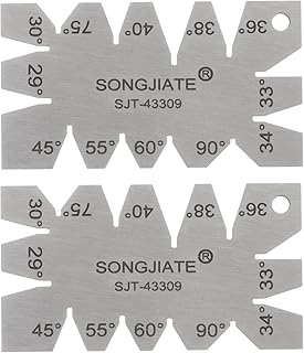 HARFINGTON 2pcs Screw Thread Gauge Cutting Angle Gage Template 29Â° to 90Â° Multiple Angles Stainless Steel Lathes Measuring Tool, 2mm Thickness