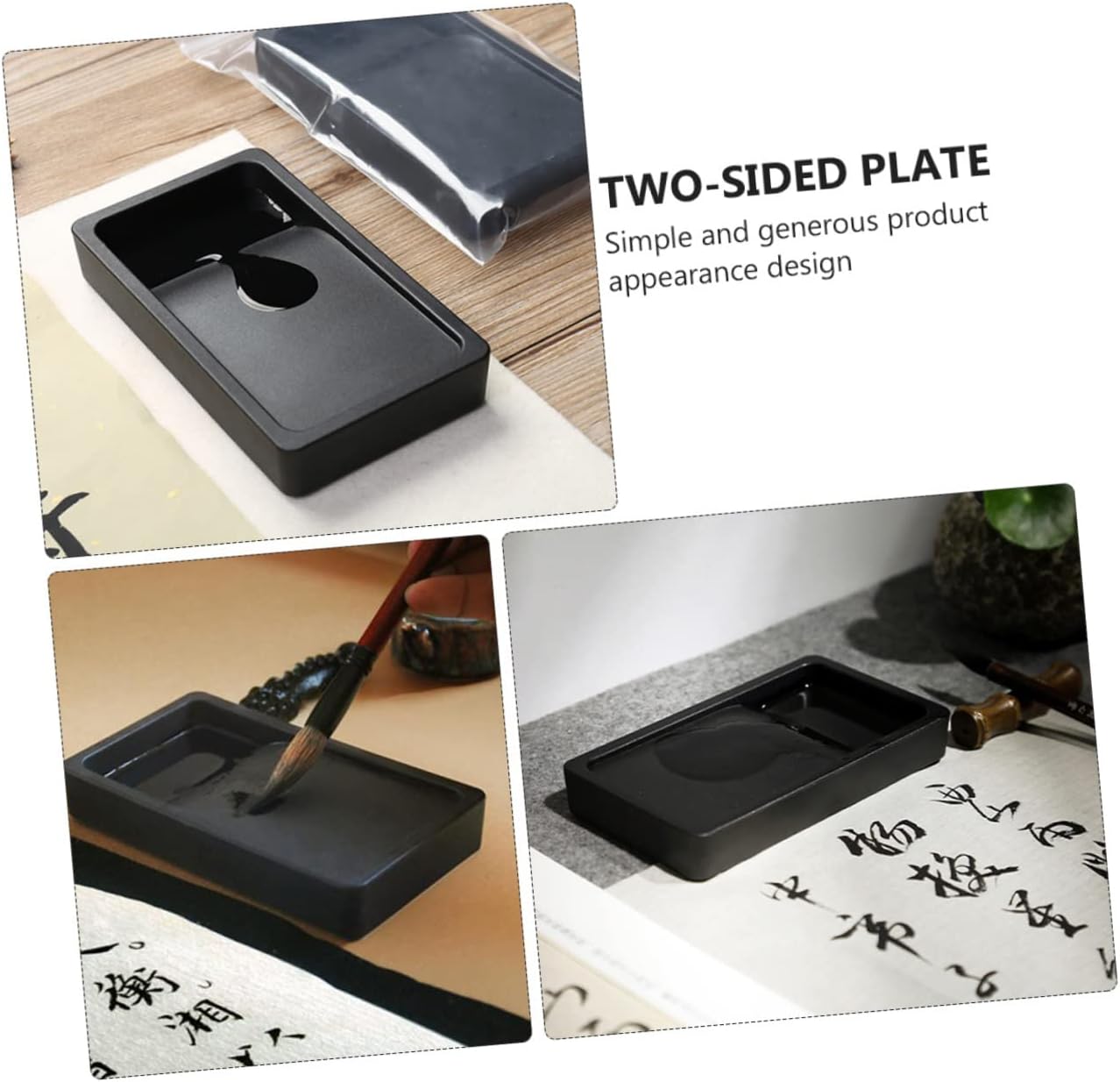 Lurrose 3pcs Painting Inkstone Accessories Two-Sided Student Inkslab Made of Safe Plastic for Chinese Calligraphy