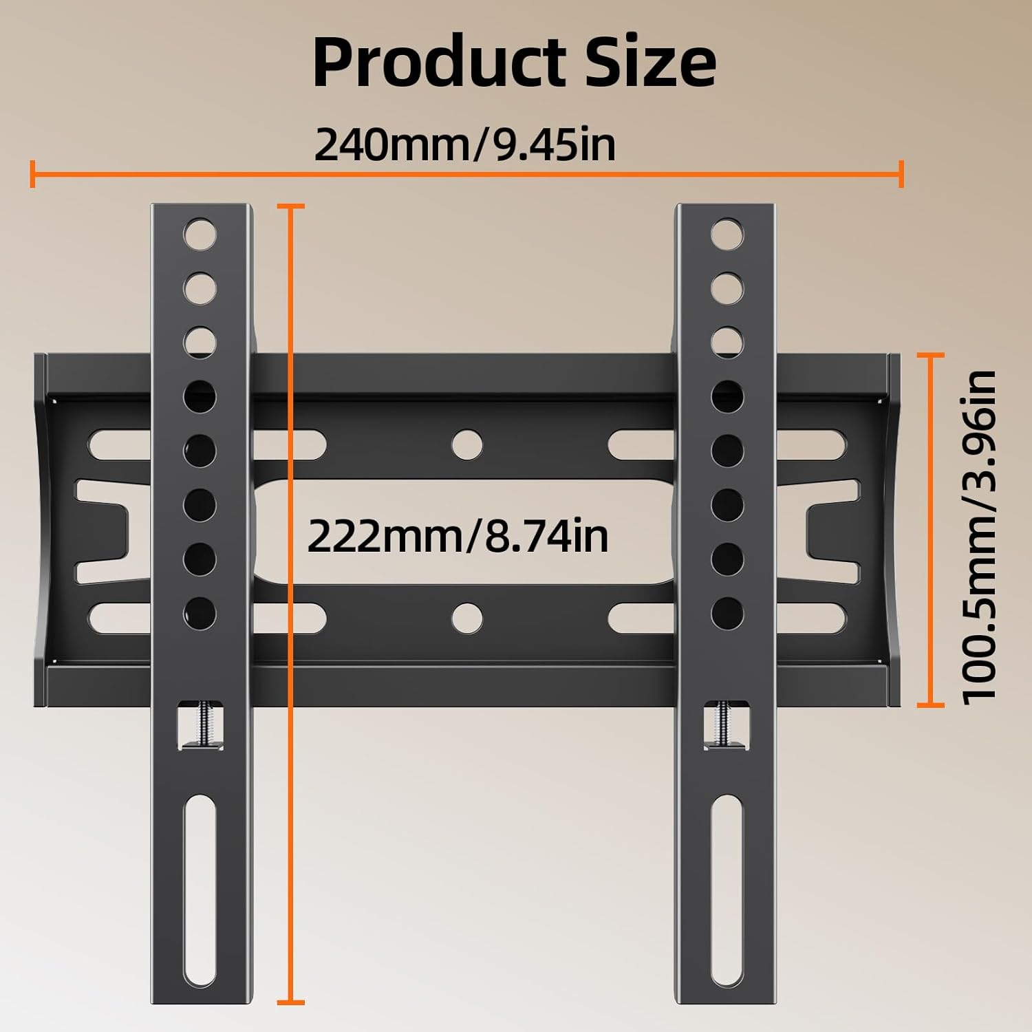Diagram showing the product dimensions in millimeters and inches