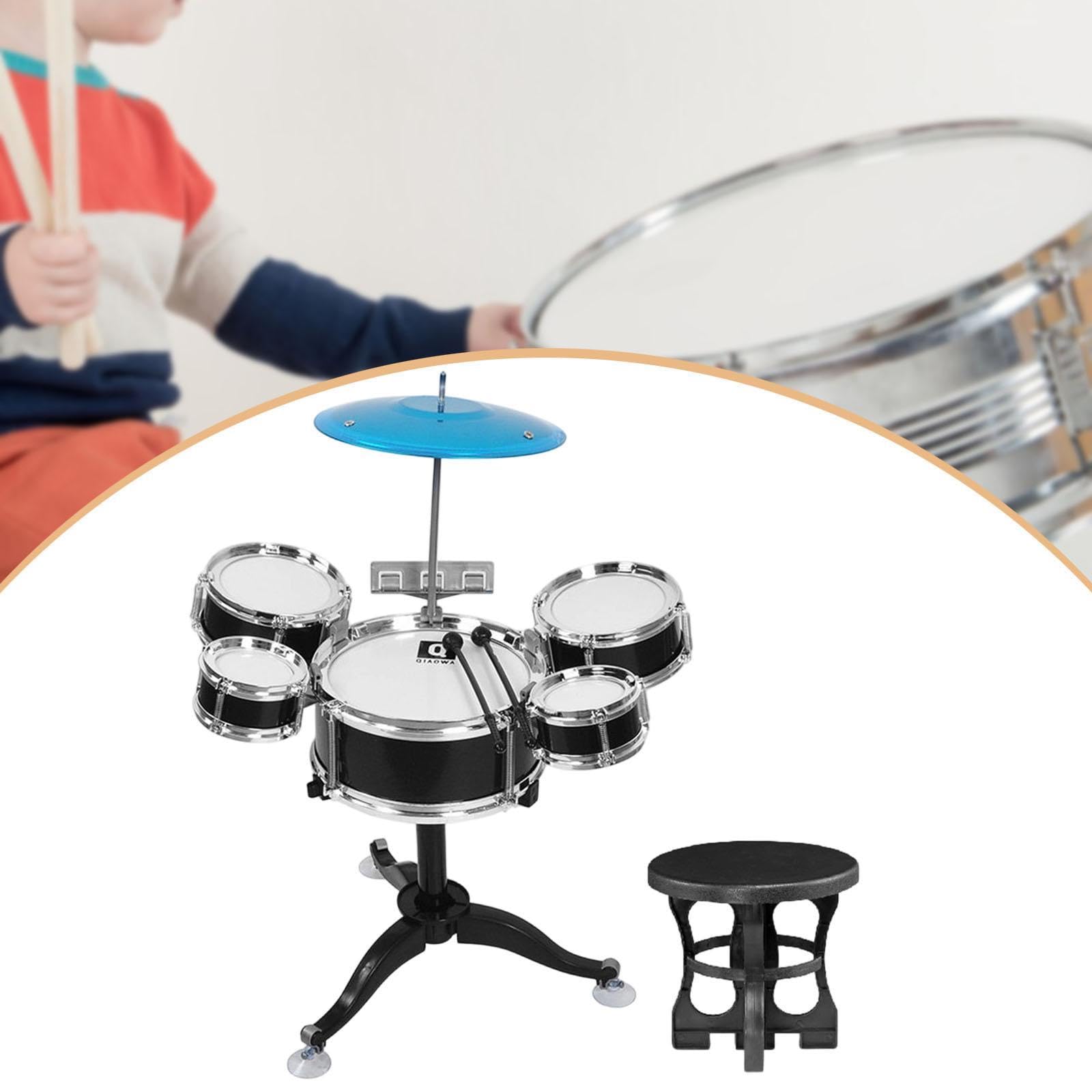 Kids Drum Set Batteria Didattica Bambini Percussioni Giocattolo Strumento Musicale Materiale Sicuro Adatto a Regalo Casa Scuola, Nero