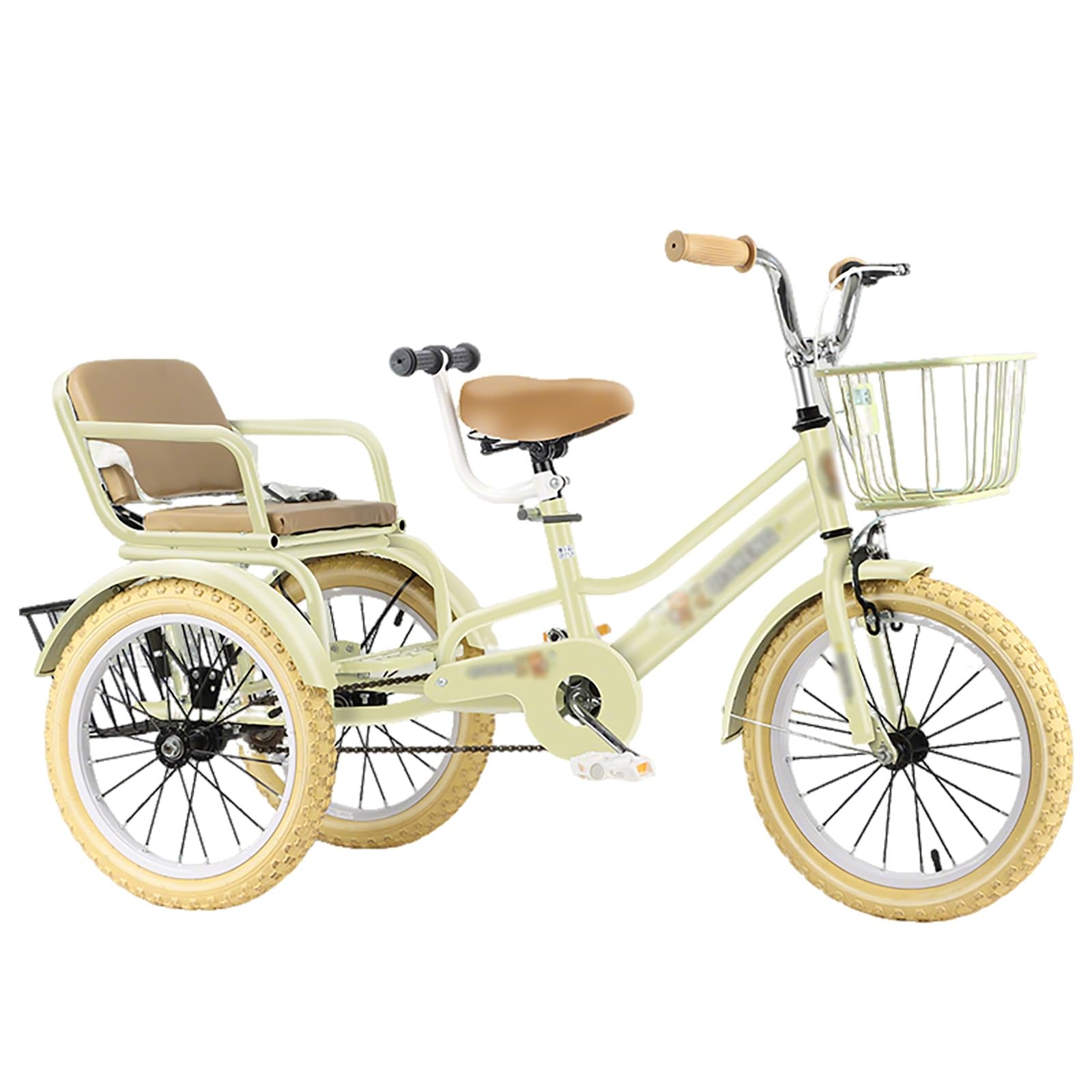 ZOCWJK Outdoor Tricycle for Two People/Tandem Three Wheel Bike, Adjustable Height Toddler Bicycle/ 3-5 5-8 6-11 Years Yellow Green, 3 Wheel Trikes, Ideal Gift for Kids(Yellow-14 : Toys & Games