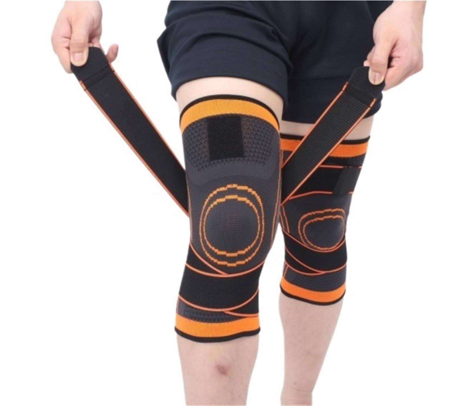 Ginocchiera Sportiva Antiscivolo Un Paio Di Ginocchiere Calde, Elastiche Protettive Traspiranti Adatte For Gli Sport All'aria Aperta Maniche Traspiranti(Oranje,M)