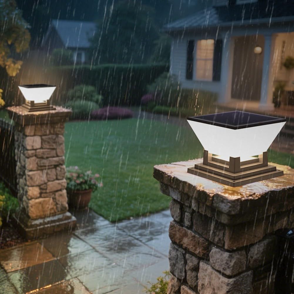Lampadaire solaire double couleur étanche à LED pour extérieur, jardin, villa, clôture, allée, décoration (150 mm)