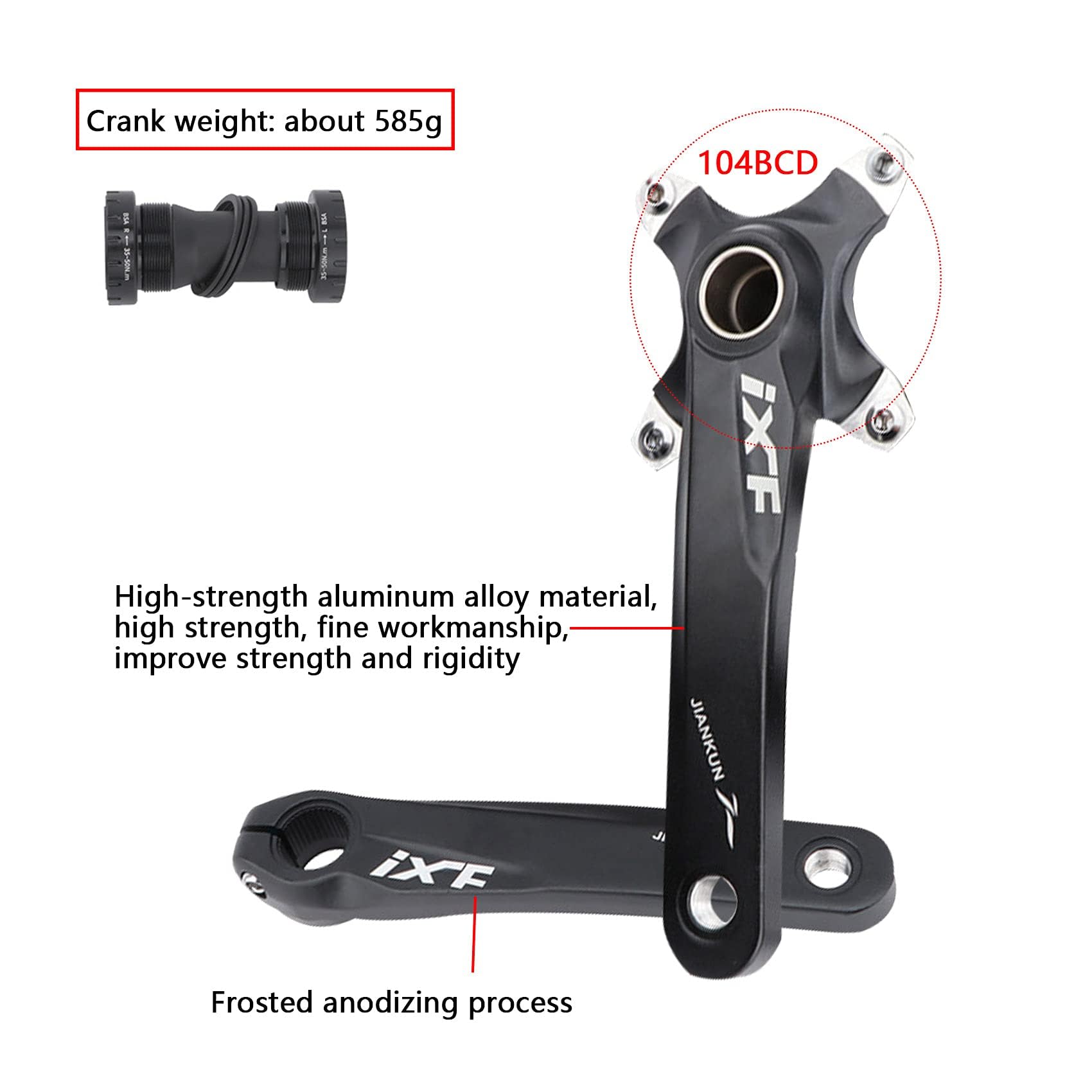 ENGWE Juego de bielas para bicicleta de montaña 32T 34T 36T 38T eje hueco integrado