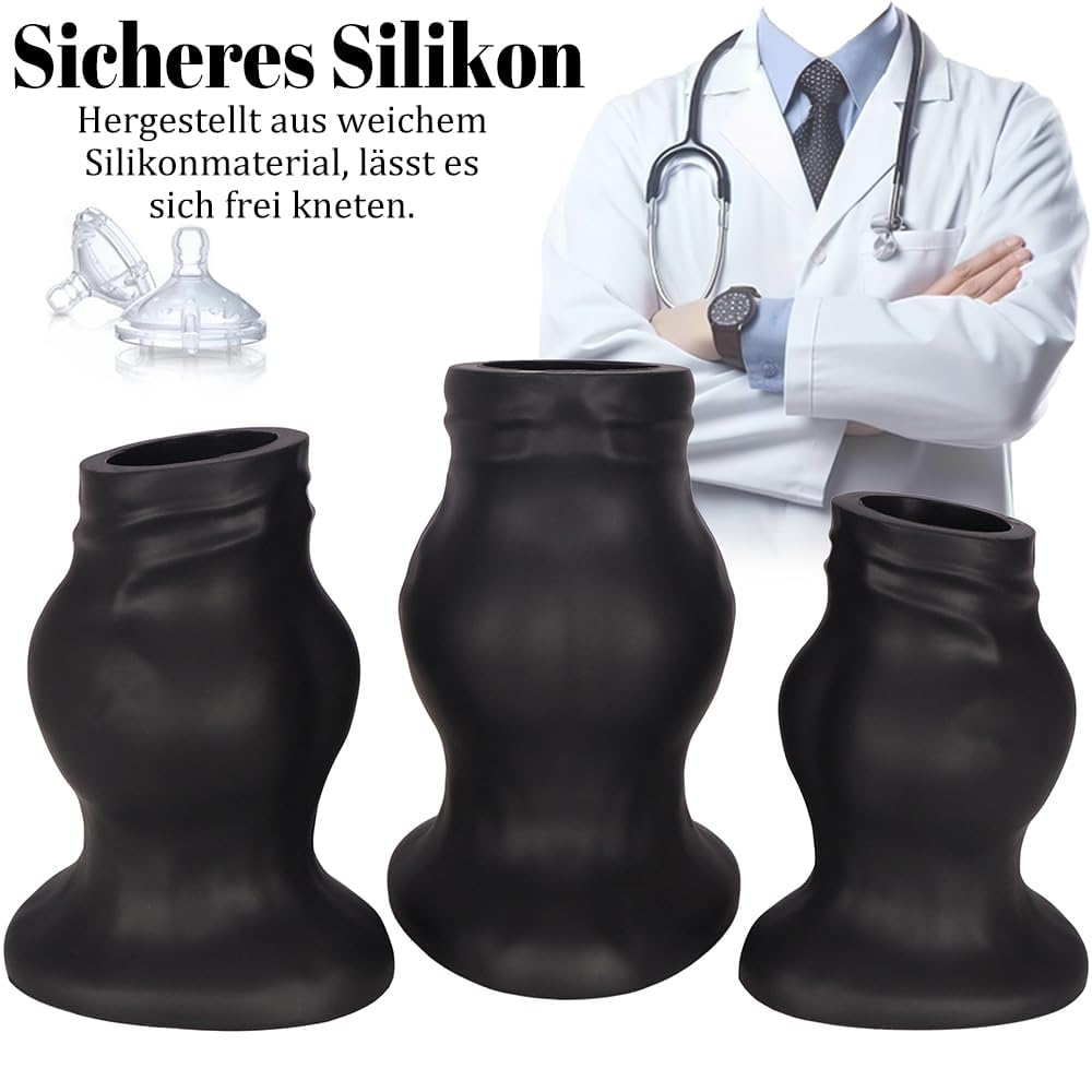 Hohl Anal Expander Dicker Analplug XXL Anal Spekulum Groß Buttplug Anal Expansion Spekulum Vagina Dilator Prostata Massage Einlauf Analdusche Tunnel Plug SM Sexspielzeug für Frauen Männer (Rot L)