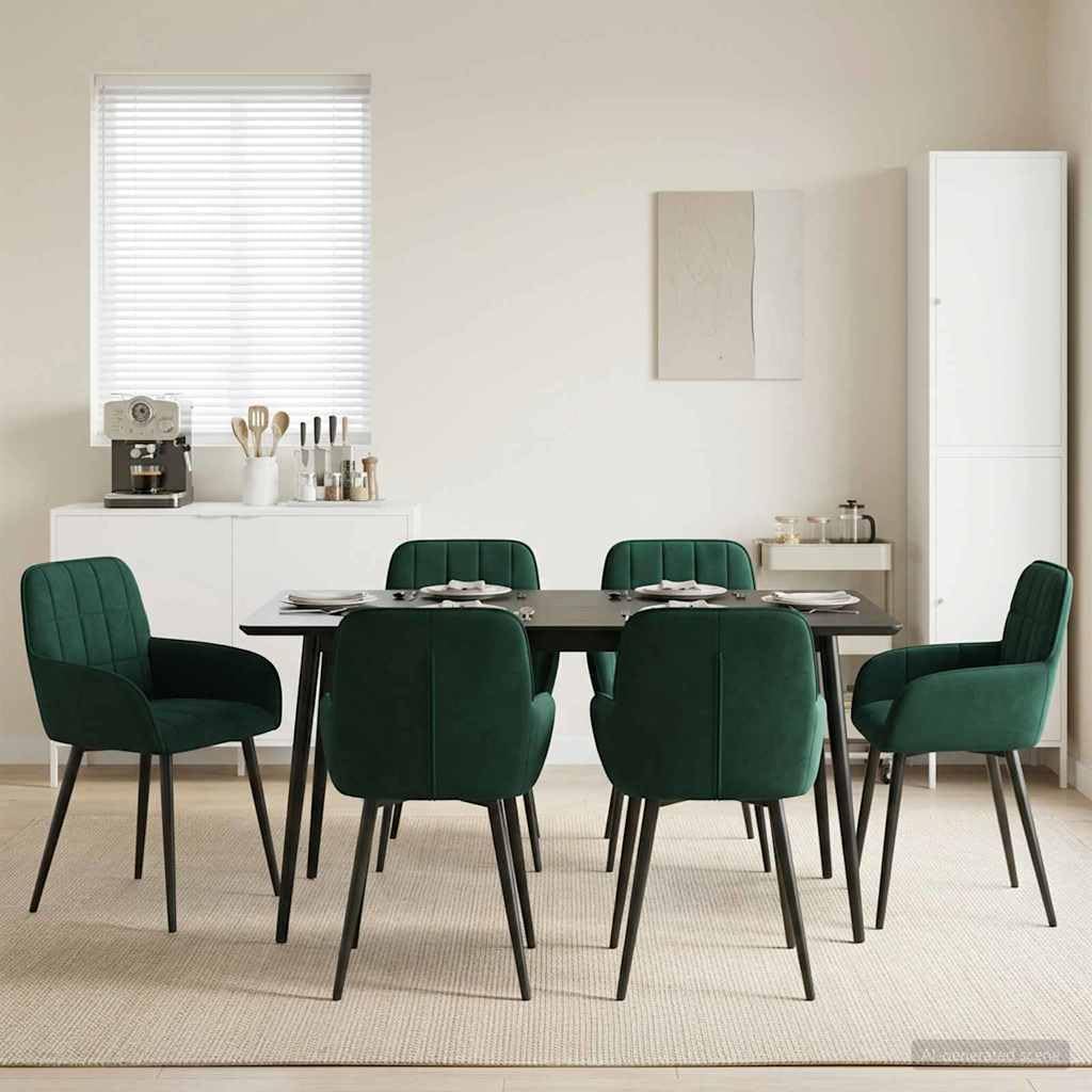 6 sedie da pranzo in velluto verde scuro, 57 x 50 x 85 cm, sedia imbottita con braccioli, ergonomiche, salvaspazio, per sala da pranzo, cucina, soggiorno, ristorante, caffetteria