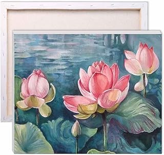CRAFTMATE Framed DIY Paint by Numbers Canvas Art and Craft Kit for Adults and Kids | The Pink Lotus Paint by Numbers Kit |...
